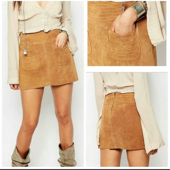 Free People Dresses & Skirts - Free People 100% cow suede mini skirt size 8 worn once fully lined